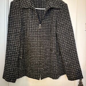 Elegant Black and White Tweed Blazer